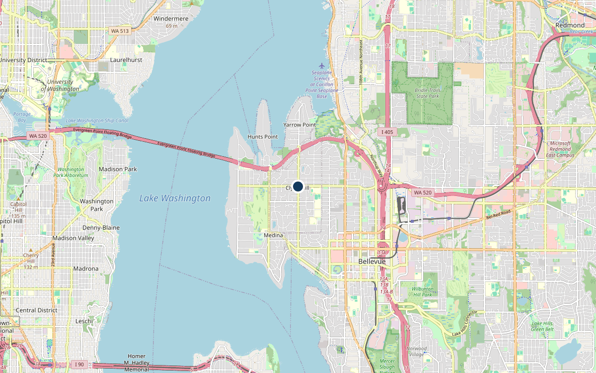 Map of our chimney service area in Clyde Hill, King County, WA