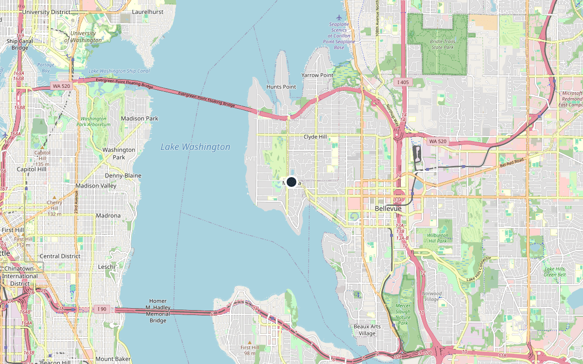 Map of our chimney service area in Medina, King County, WA