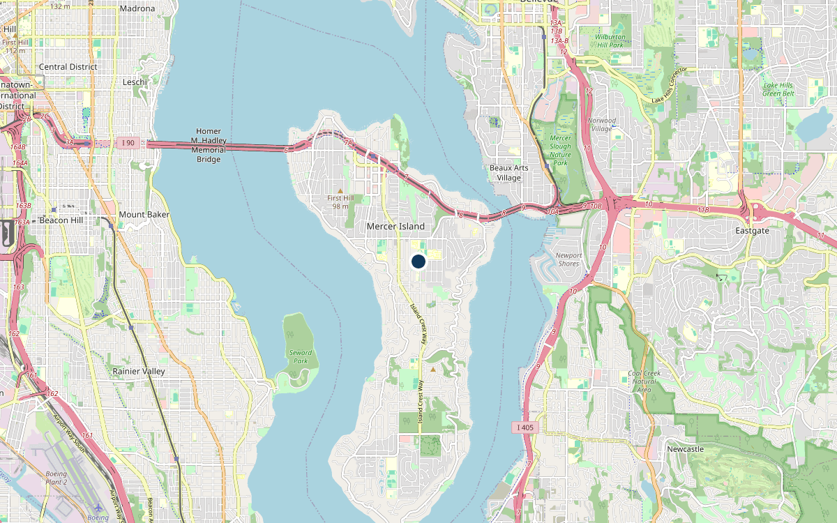 Map of our chimney service area in Mercer Island, King County, WA