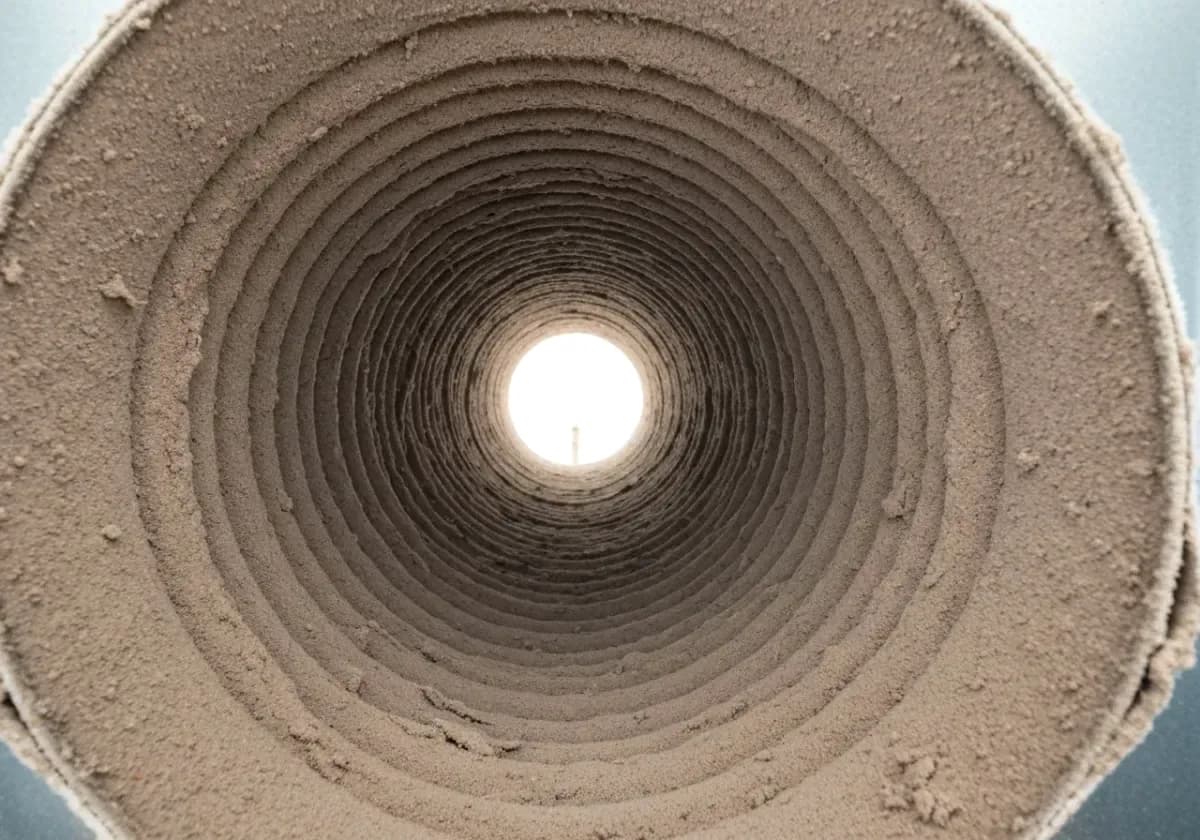 Before — air duct cleaning: Years of dust cleared from the supply ducts for cleaner, freer airflow.