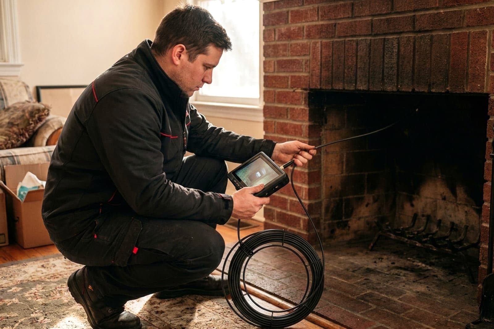 Chimney Inspection in Washington — chimney inspection with a flue camera