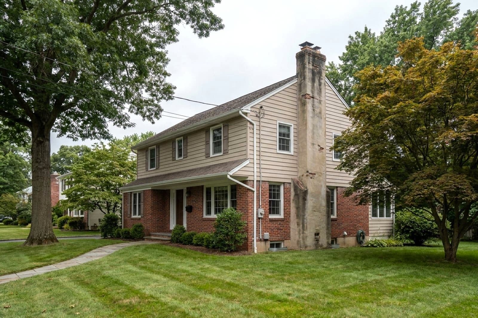 An Eastside home with a masonry chimney